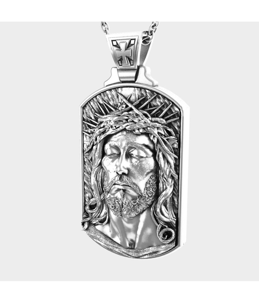 Collier homme Jésus chrétien en argent 0473