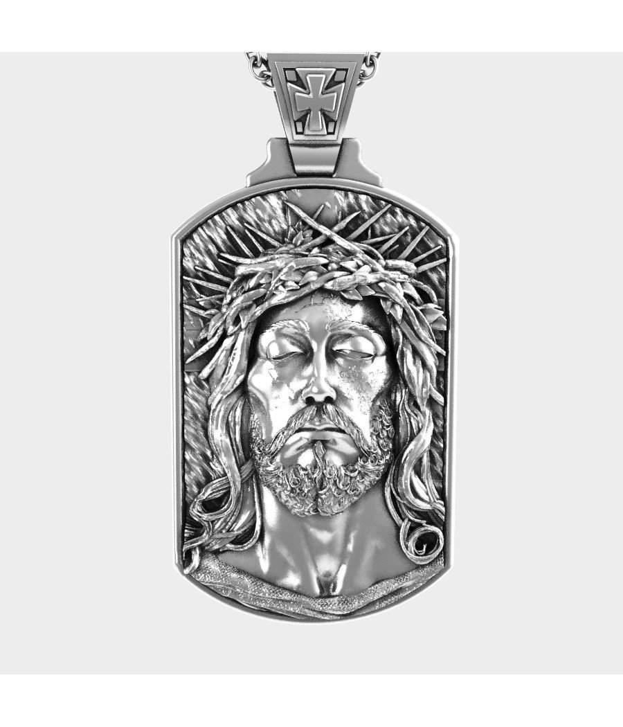 Collier homme Jésus chrétien en argent 0473