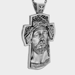 Handmade Silver Jesus Crucifix Necklace 0472