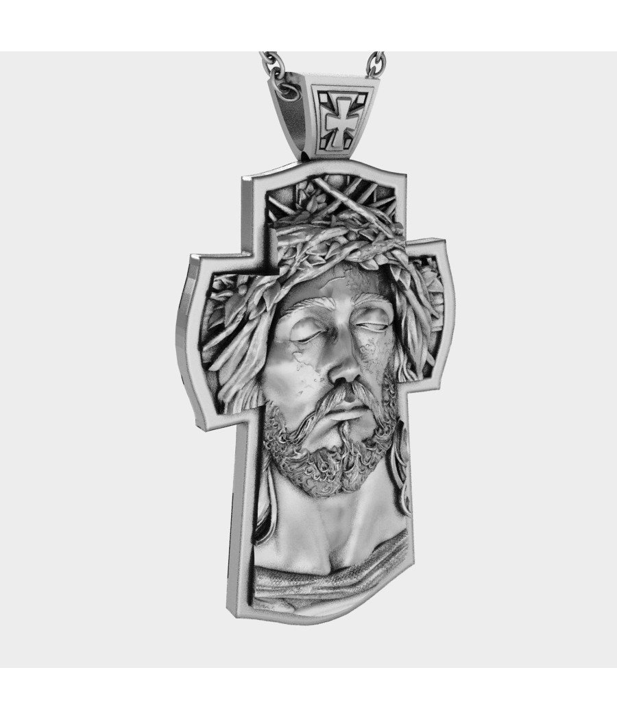 Handmade Silver Jesus Crucifix Necklace 0472