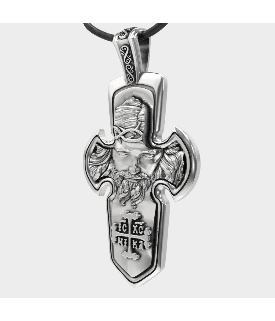 Elegant Silver Jesus Cross Necklace 0470