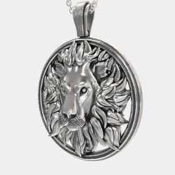 Silber Löwe Anhänger Halskette 0436