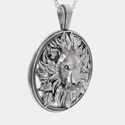 Silber Löwe Anhänger Halskette 0436