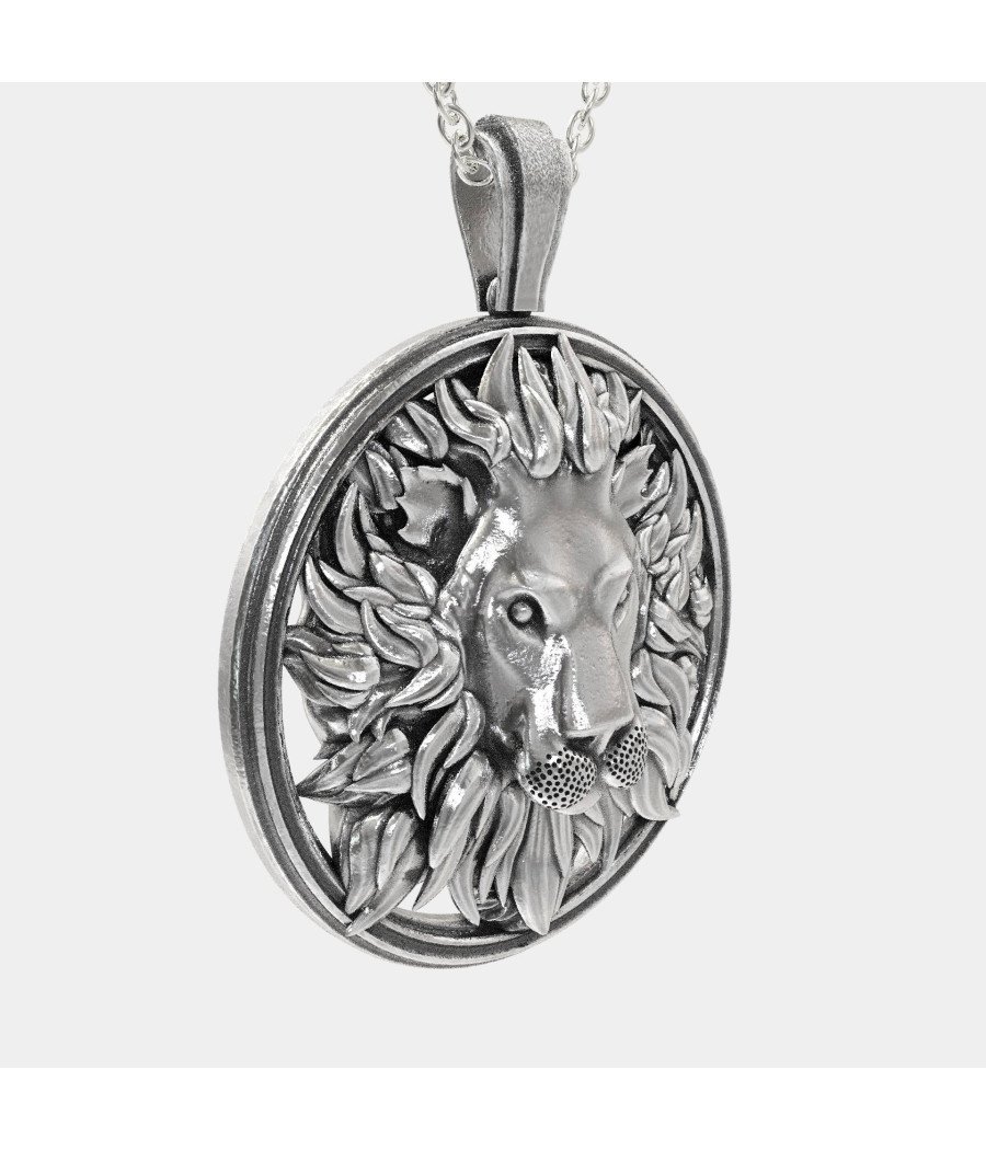 Silber Löwe Anhänger Halskette 0436
