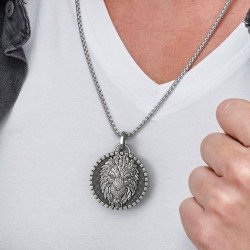 Mens King Lion Pendant Necklace 0442