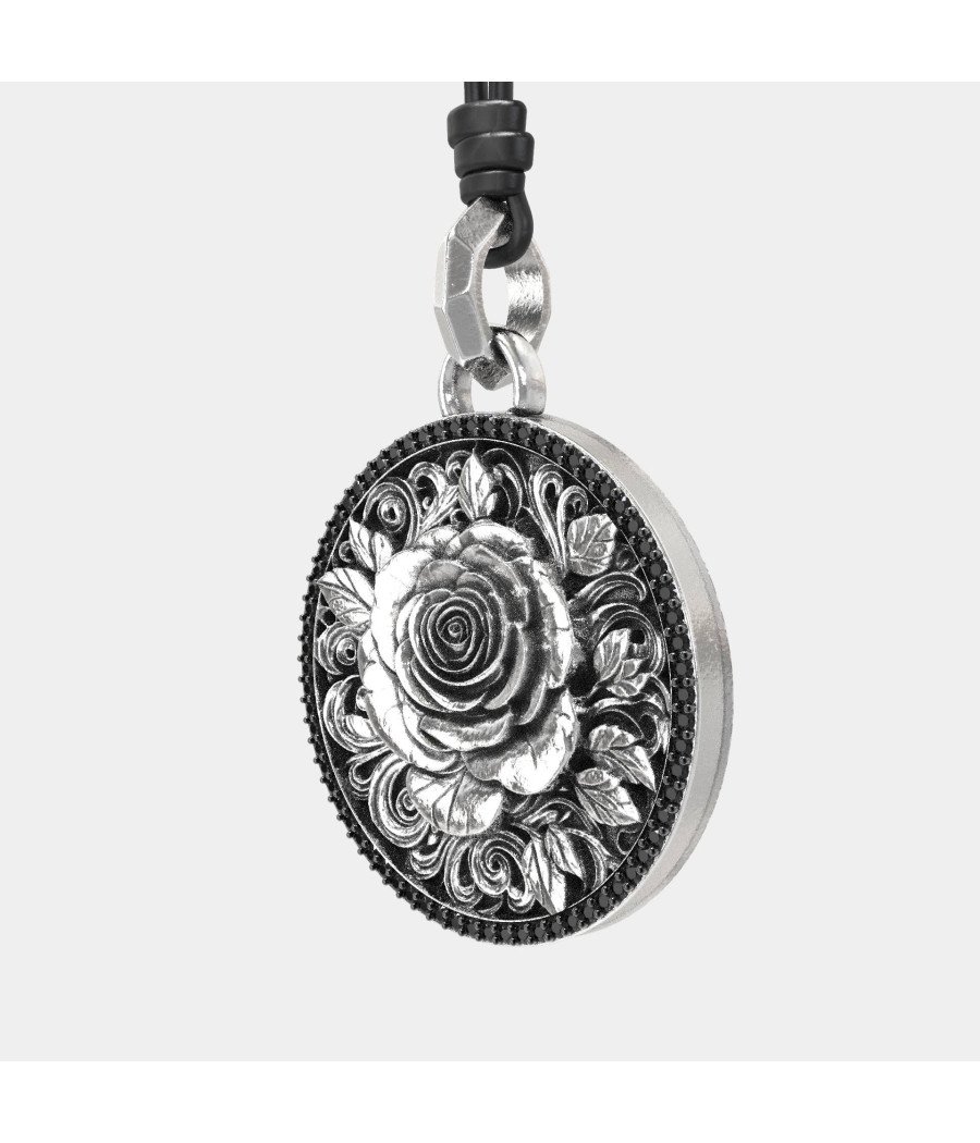 Vintage Herren Rose Blume Anhänger 0433