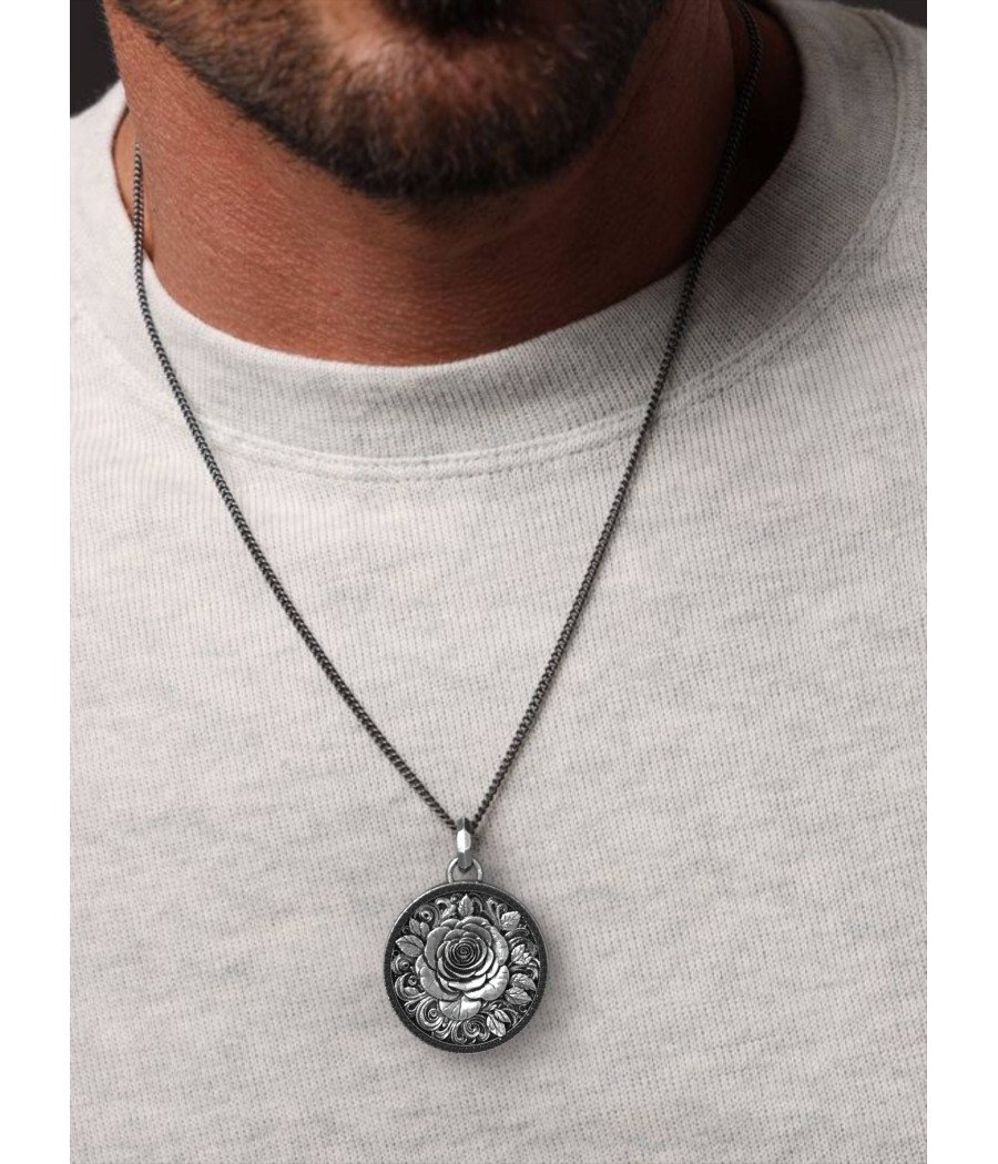 Vintage Herren Rose Blume Anhänger 0433