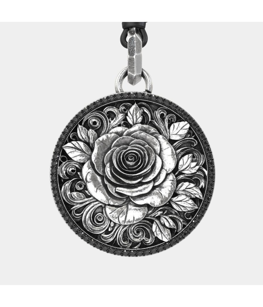 Vintage Herren Rose Blume Anhänger 0433