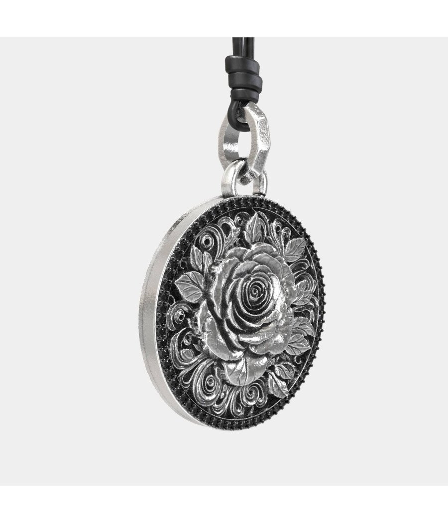 Vintage Herren Rose Blume Anhänger 0433
