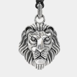 León de plata para hombre collar colgante 0431