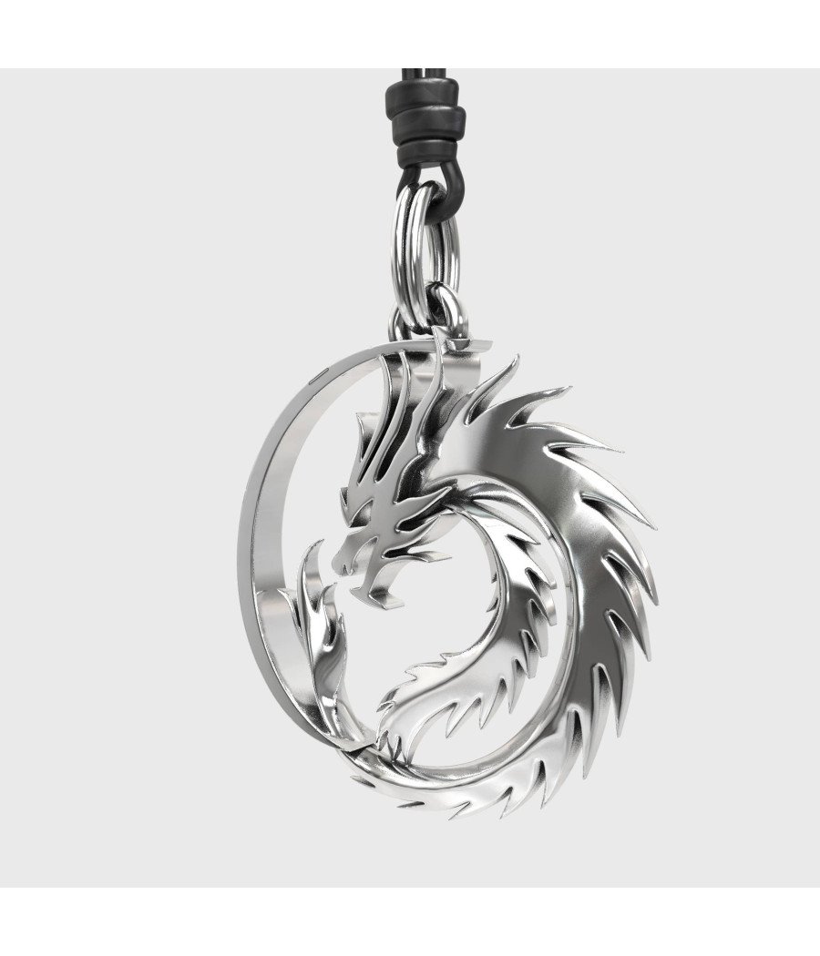 Mens Pendant Necklace Uroboros Dragon 0420