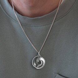 Mens Pendant Necklace Uroboros Dragon 0420