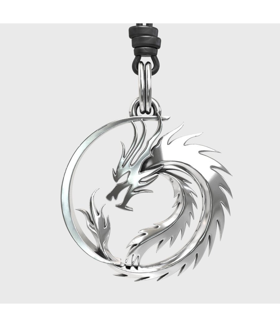 Mens Pendant Necklace Uroboros Dragon 0420