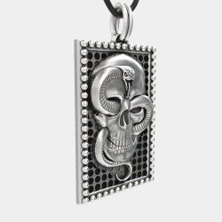 Stainless Still Skull Snake Mens Pendant Necklace 0092A