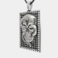 Stainless Still Skull Snake Mens Pendant Necklace 0092A