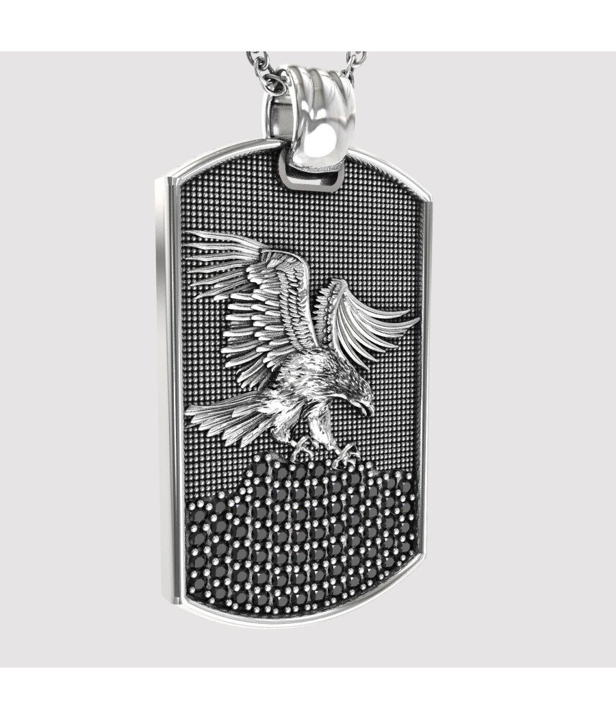 Oxidierte Herren Militär Tag Eagle Halskette 0417