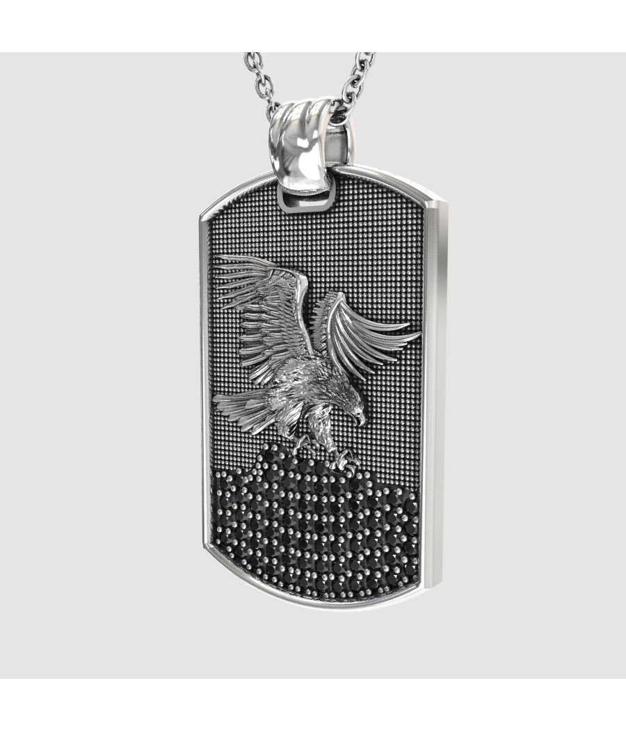 Oxidierte Herren Militär Tag Eagle Halskette 0417