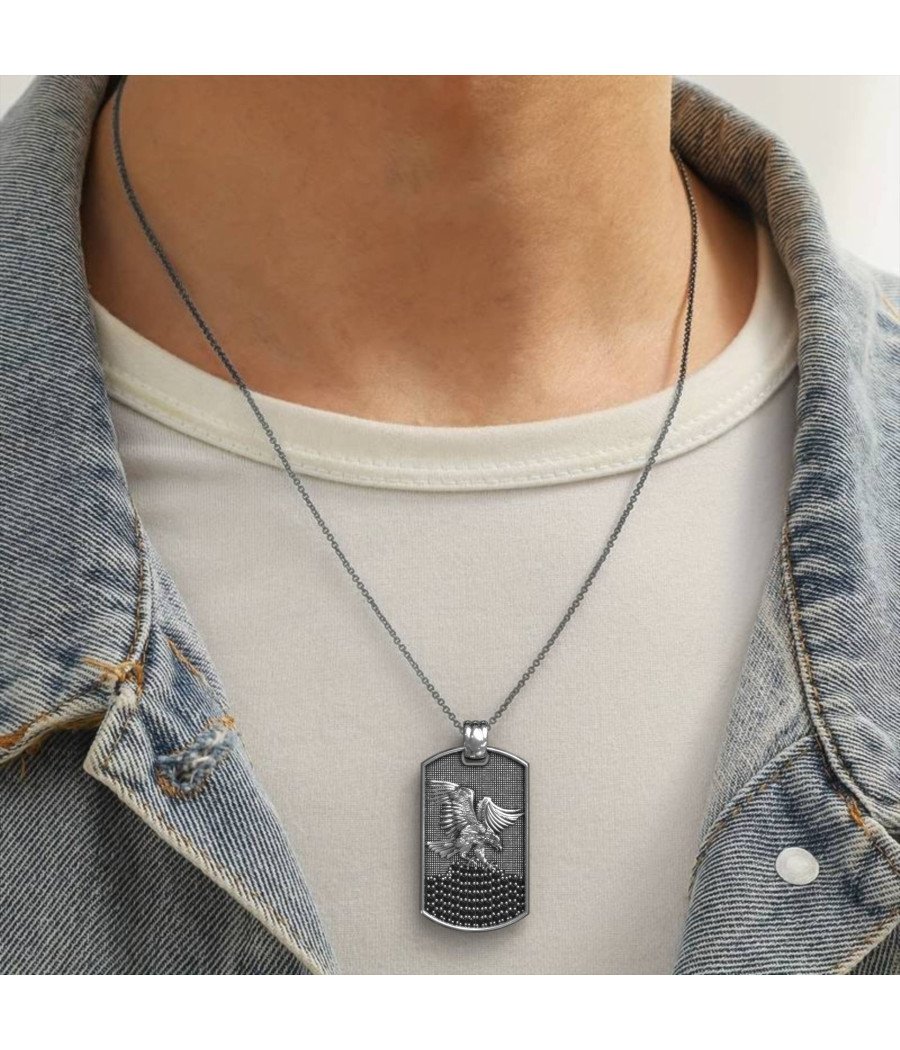 Oxidierte Herren Militär Tag Eagle Halskette 0417