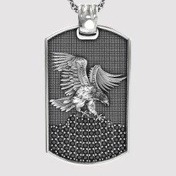 Oxidado Mens Militar Tag Águila Collar 0417