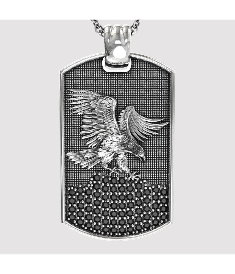 Oxidierte Herren Militär Tag Eagle Halskette 0417