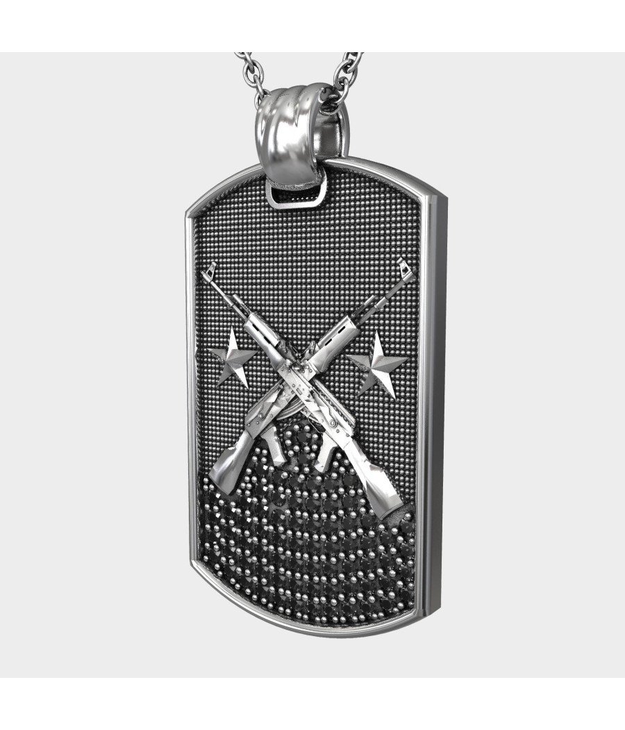 AK47 Kalashnikov Army Tag Collar Colgante 0416