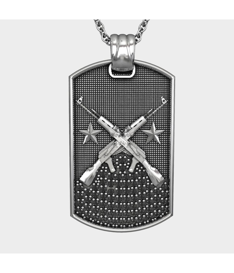 AK47 Kalashnikov Army Tag Collar Colgante 0416