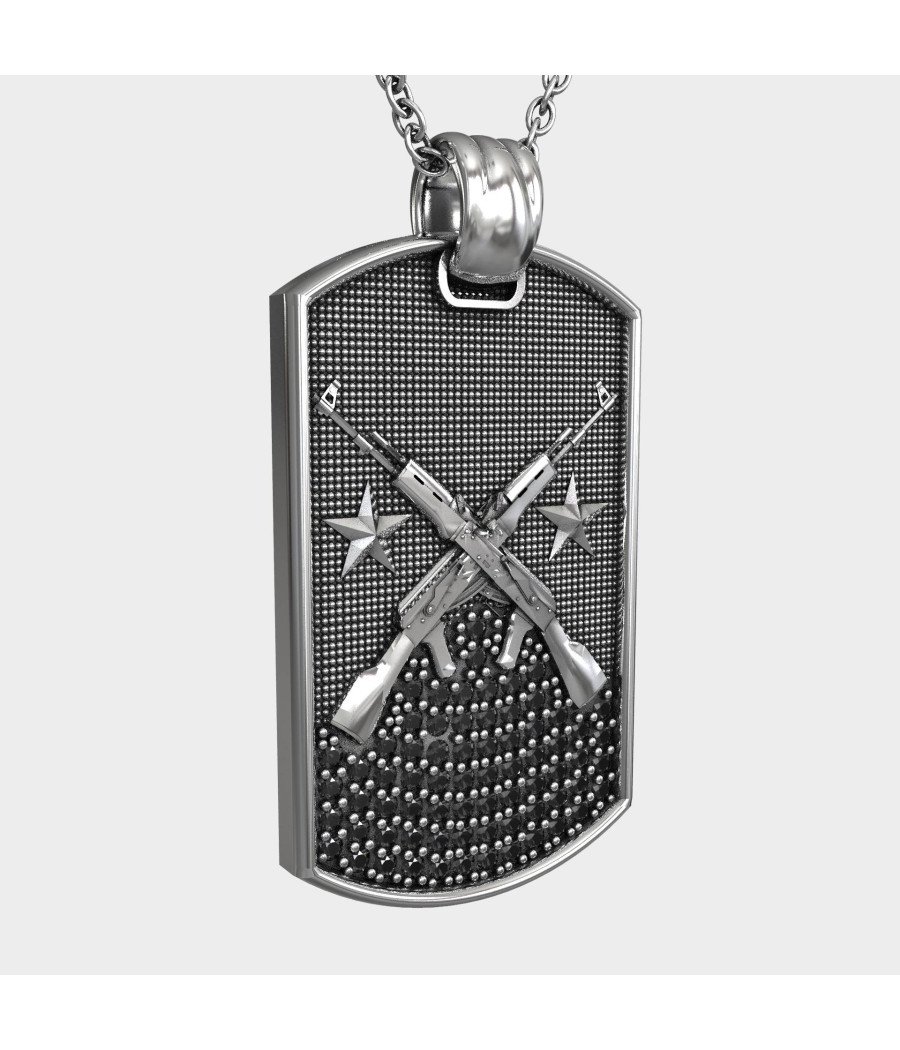 AK47 Kalashnikov Army Tag Collar Colgante 0416