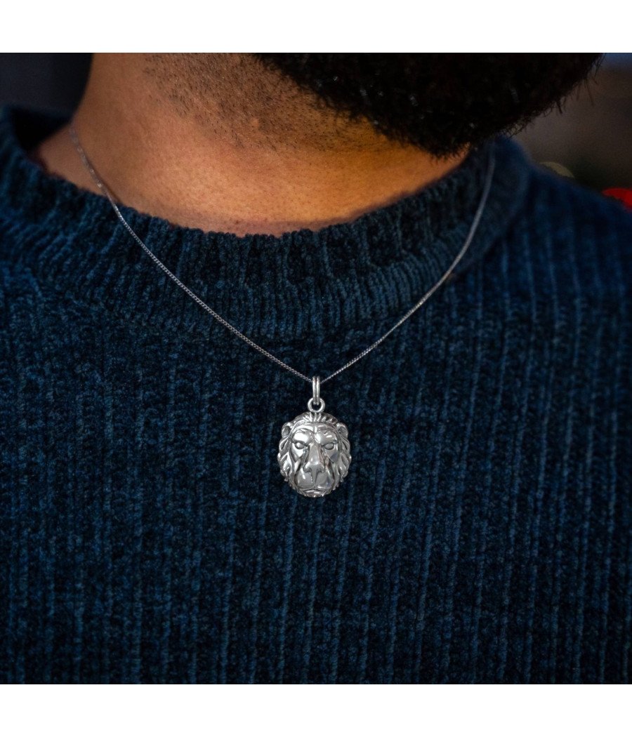 León collar de plata para los hombres 0407