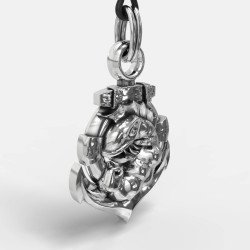 Collier en argent oxydé avec ancre et requin 0397