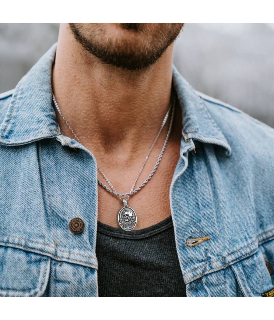 Collier motard avec tête de mort 0386