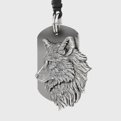 Men's Wild Wolf Dog Tag Necklace 0381