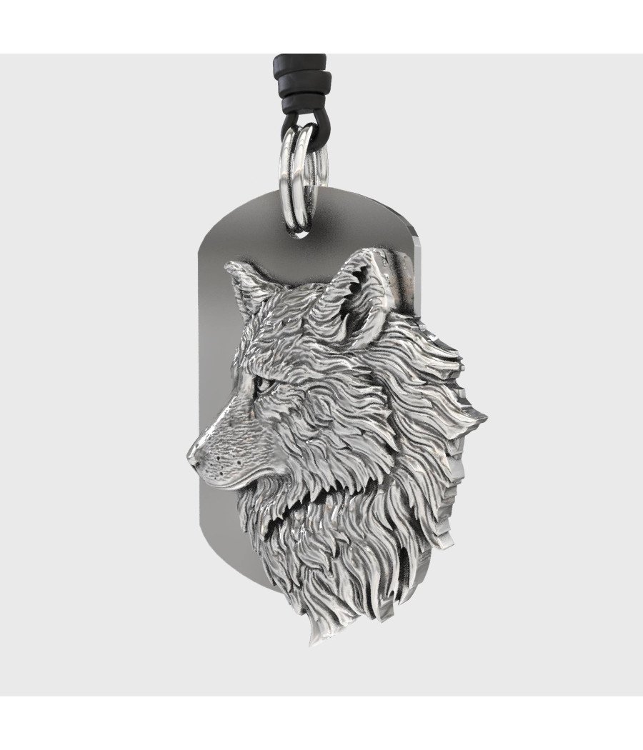 Men's Wild Wolf Dog Tag Necklace 0381