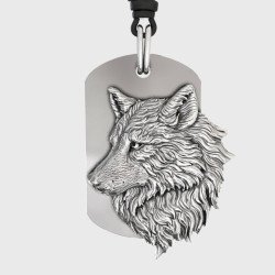 Collar con placa de identificación de lobo salvaje para hombre