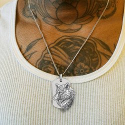 Men's Wild Wolf Dog Tag Necklace 0381