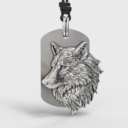 Men's Wild Wolf Dog Tag Necklace 0381