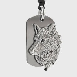 Men's Wild Wolf Dog Tag Necklace 0381