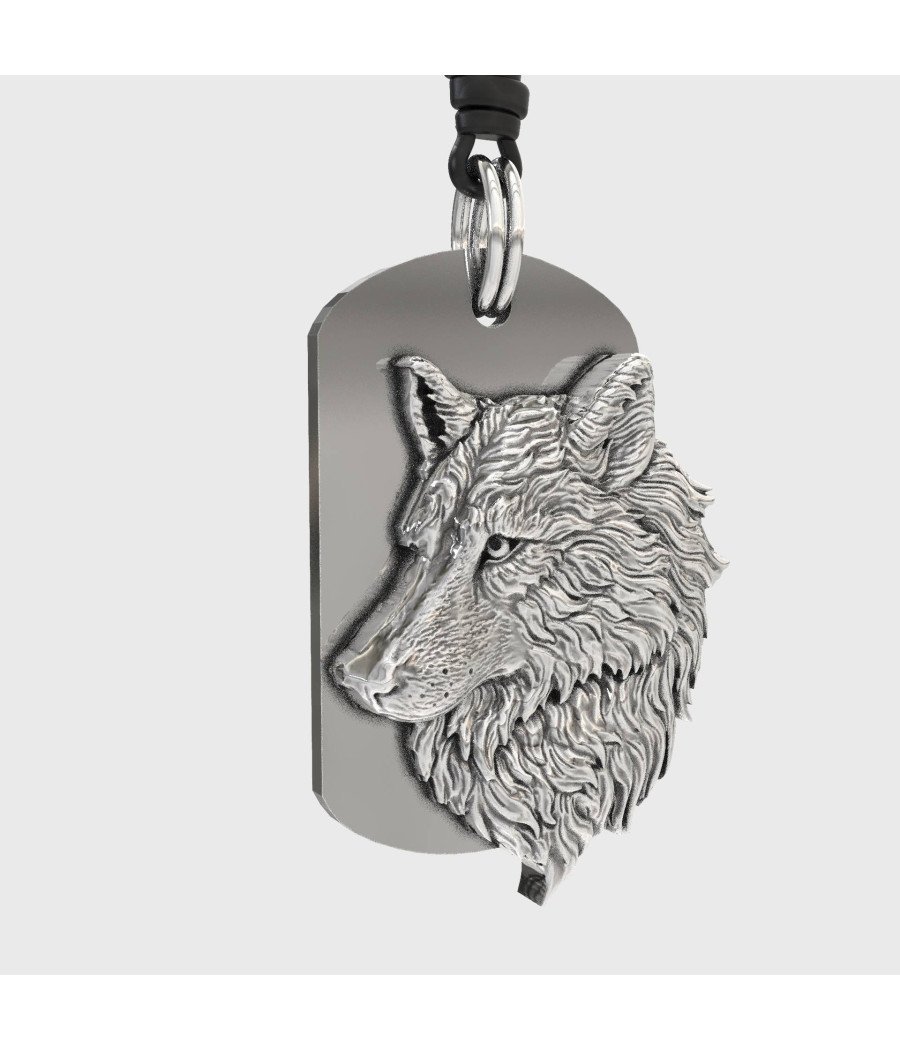 Men's Wild Wolf Dog Tag Necklace 0381