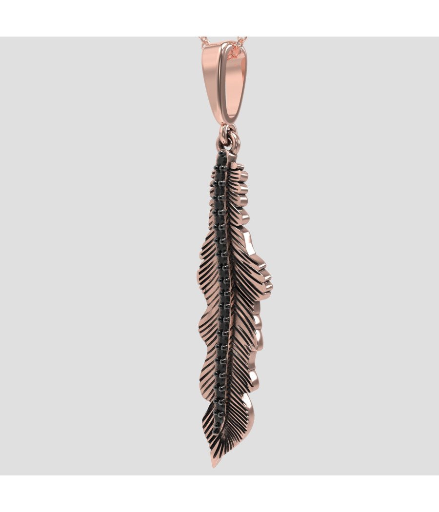 Collier de feuilles pour femmes avec pierres noires 0127RMP