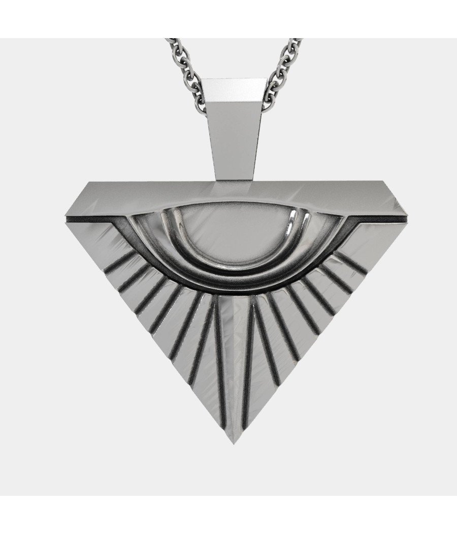 Mens Silver Evil Eye Pendant Necklace 0508