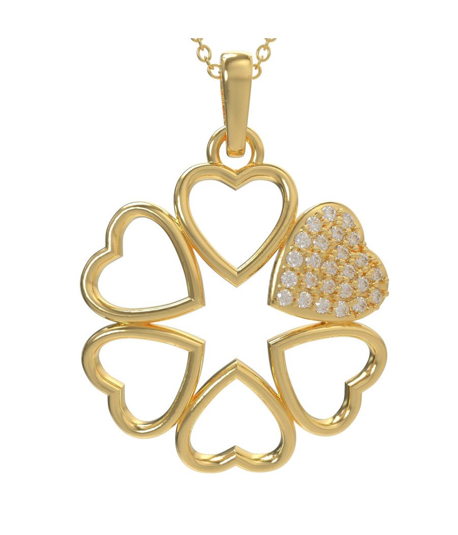 Heart Flower Shape Pendant Necklace 0878K