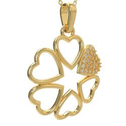 Heart Flower Shape Pendant Necklace 0878K