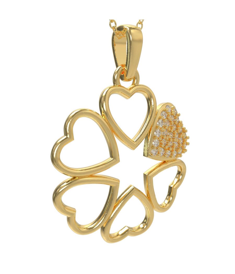 Heart Flower Shape Pendant Necklace 0878K