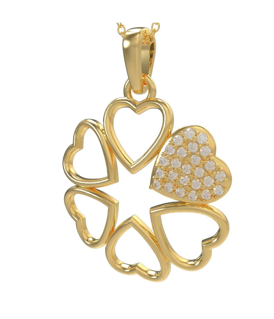 Collier avec pendentif en forme de fleur en forme de coeur 0878K