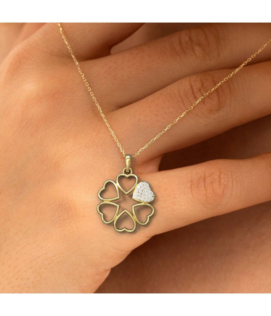 Heart Flower Shape Pendant Necklace 0878K