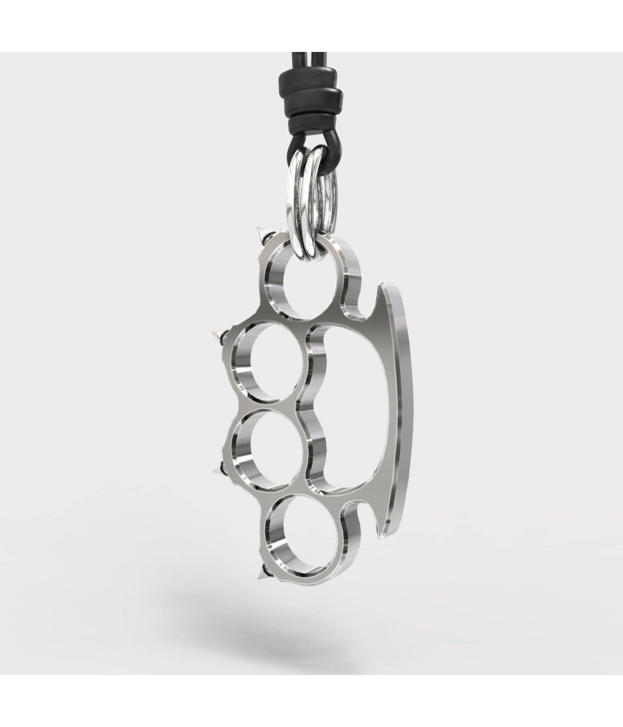 Rock Men Silver Knuckle Pendant Necklace 0361