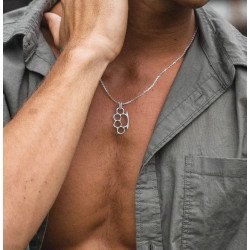 Rock Men Silver Knuckle Pendant Necklace 0361