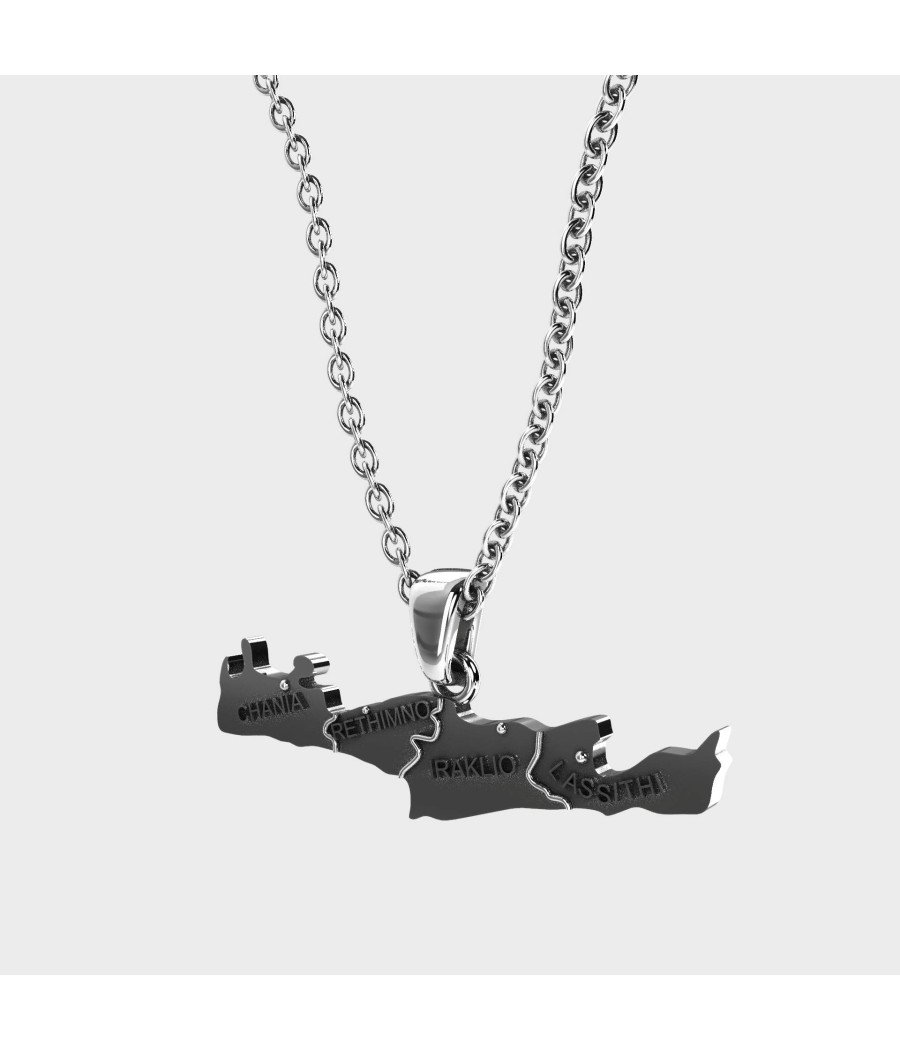 Crete Island Map Necklace 0350