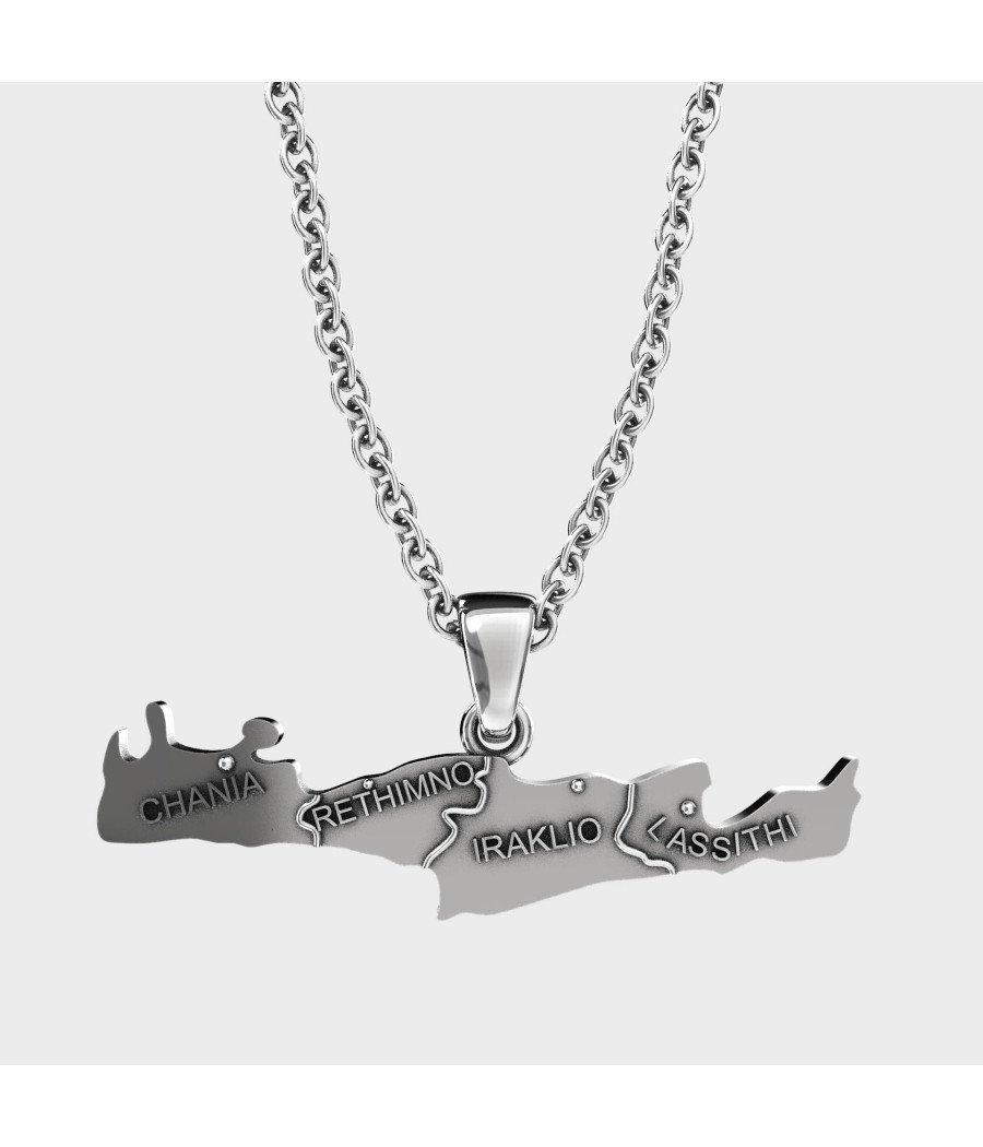 Crete Island Map Necklace 0350