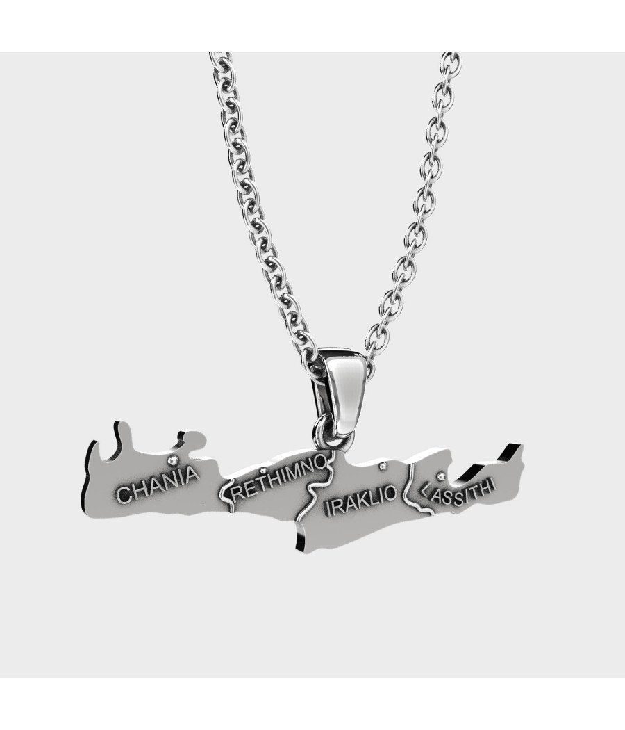 Crete Island Map Necklace 0350