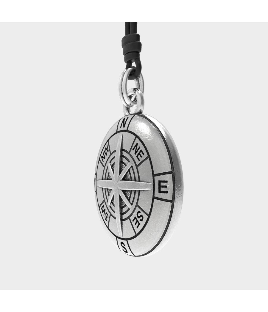 Men's 925 Silver Compass Necklace 0351